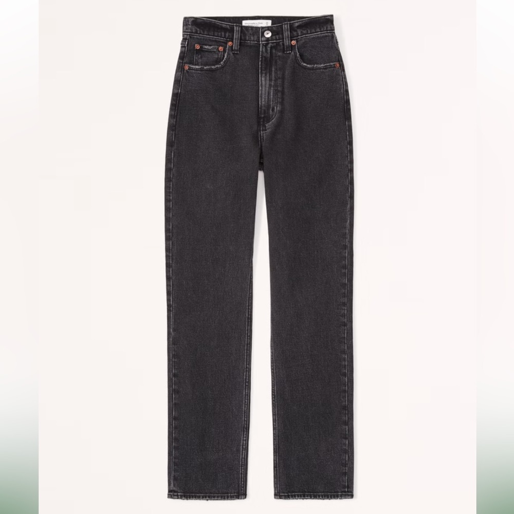 Abercrombie Ultra High Rise Ankle Straight Jeans black